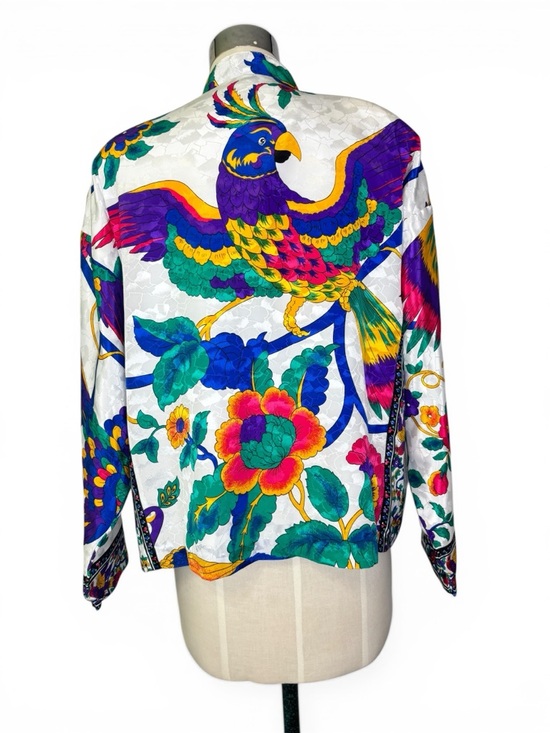 Jordana Jackets & Blazers - Vintage. 80s Vibrant Bird Motif and Floral Jacquard Statement Jacket